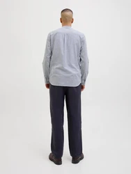 Jack & Jones Langarmhemd JJESUMMER BAND SHIRT LS SN taubenblau/weiß