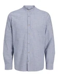 Jack & Jones Langarmhemd JJESUMMER BAND SHIRT LS SN taubenblau/weiß