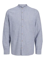Jack & Jones Langarmhemd JJESUMMER BAND SHIRT LS SN taubenblau/weiß