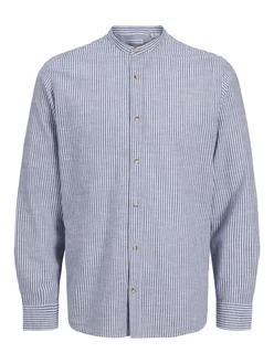Jack & Jones Langarmhemd JJESUMMER BAND SHIRT LS SN taubenblau/weiß