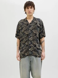 JACK & JONES Hemd JJEJEFF TROPICAL beige/grau/schwarz