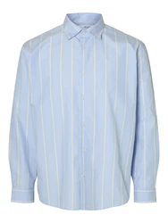 SELECTED HOMME Hemd 'SLHBen' hellblau/zitrone/weiß