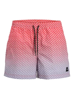 JACK & JONES Badeshorts JPSTMAUI taubenblau/koralle/lachs/weiß
