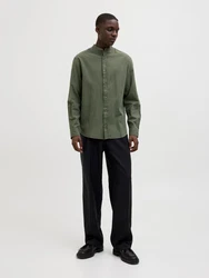 Jack & Jones Langarmhemd JJESUMMER BAND SHIRT LS SN dunkelgrün