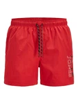 JACK & JONES Badeshorts 'JPSTMAUI' rot / schwarz / weiß