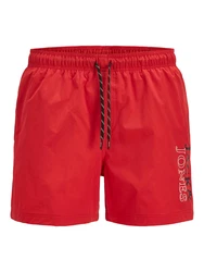 JACK & JONES Badeshorts 'JPSTMAUI' rot / schwarz / weiß