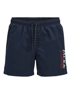 JACK & JONES Badeshorts 'JPSTMAUI' marineblau/rot/weiß