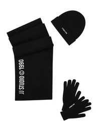 Set: Mtze, Fingerhandschuhe und Schal 'JACBOTTLE' schwarz / wei