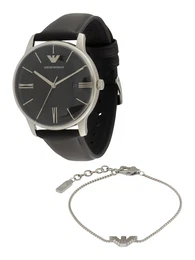 Set: Uhr und Armband schwarz / silber