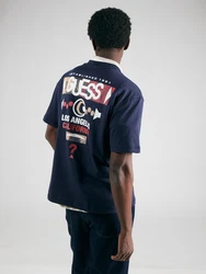 GUESS T-Shirt 'ABSTRACT' beige/navy/rubinrot/weiß