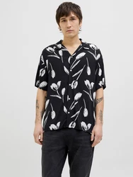 JACK & JONES Hemd 'JJEJEFF CHARGE' schwarz/weiß