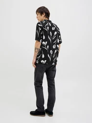 JACK & JONES Hemd 'JJEJEFF CHARGE' schwarz/weiß
