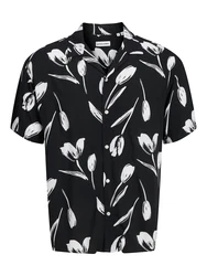 JACK & JONES Hemd 'JJEJEFF CHARGE' schwarz/weiß