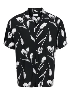 JACK & JONES Hemd 'JJEJEFF CHARGE' schwarz/weiß