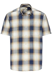 Hemd beige / dunkelblau / hellgrau