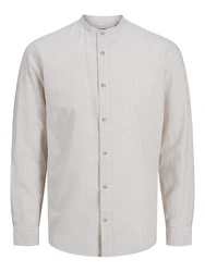Jack & Jones Langarmhemd JJESUMMER BAND SHIRT LS SN beige/weiß