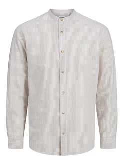 Jack & Jones Langarmhemd JJESUMMER BAND SHIRT LS SN beige/weiß