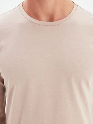 Trendyol Herren T-Shirt Basic grau/beige