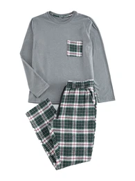 Pajama grau / dunkelgrn / kirschrot / wei