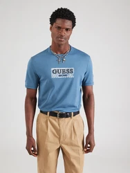 GUESS T-Shirt himmelblau/schwarz/weiß