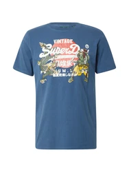 Superdry T-Shirt 'Tokyo' marineblau/gelb/dunkelorange/weiß