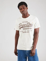 Superdry Rundhalsshirt VL WORKWEAR RELAXED TEE dunkelbraun/weiß