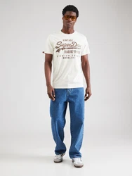 Superdry Rundhalsshirt VL WORKWEAR RELAXED TEE dunkelbraun/weiß