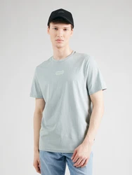 QS Kurzarmshirt Basic Rundhals T-Shirt mit Frontprint Artwork pastellgrün/weiß