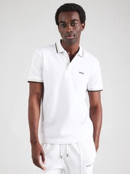 BOSS Poloshirt 'Paddy' hellbeige/navy/weiß