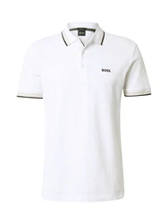 BOSS Poloshirt 'Paddy' hellbeige/navy/weiß
