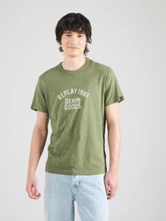REPLAY T-Shirt oliv/weiß
