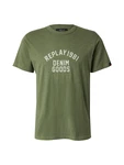 REPLAY T-Shirt oliv/weiß