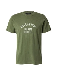 REPLAY T-Shirt oliv/weiß