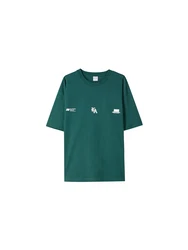 Bershka T-Shirt smaragd/weiß