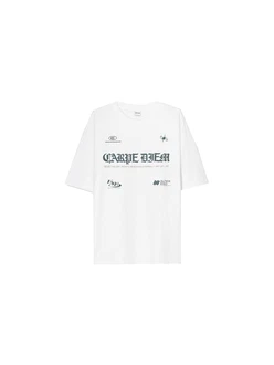 Bershka T-Shirt blau/weiß