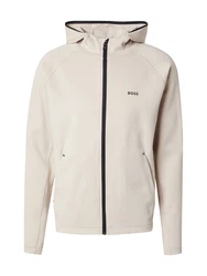 BOSS Sportsweatjacke 'Sicon Active' creme/schwarz
