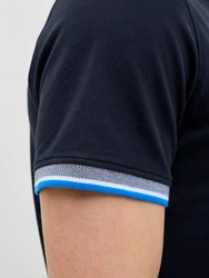 Jack & Jones Poloshirt JJEPAULOS POLO SS NOOS nachtblau/graumeliert/weiß