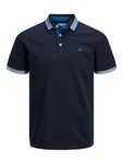 Jack & Jones Poloshirt JJEPAULOS POLO SS NOOS nachtblau/graumeliert/weiß