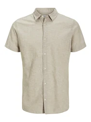 Jack & Jones Plus Hemd 'JJEBREEZE' dunkelbeige