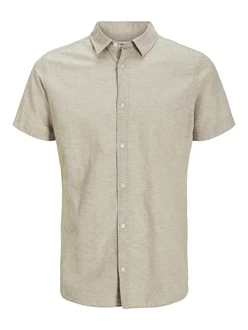 Jack & Jones Plus Hemd 'JJEBREEZE' dunkelbeige