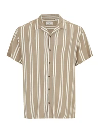 Plus Hemd 'JJEJeff' dunkelbeige / wei