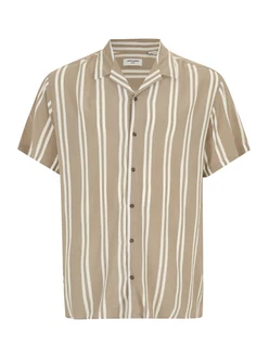 Jack & Jones Plus Hemd JJEJEFF dunkelbeige/weiß
