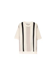 Bershka T-Shirt ecru/dunkelbeige/schwarz