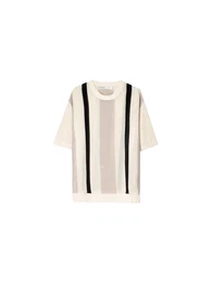 T-Shirt ecru / dunkelbeige / schwarz