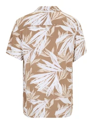 Jack & Jones Plus Hemd 'JJEJEFF TROPICAL' hellbraun/weiß