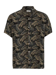 Jack & Jones Plus Hemd 'JJEJEFF TROPICAL' honig/grau/schwarz