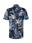 JACK & JONES Hemd 'JJHAWAII' nachtblau/hellblau/orange/weiß