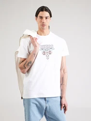 GUESS T-Shirt beige/hellblau/schwarz/weiß