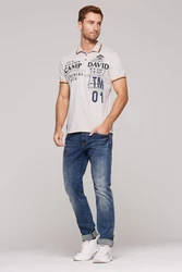 CAMP DAVID Poloshirt ecru/navy/orange
