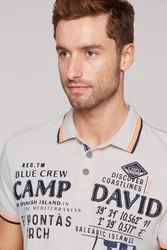CAMP DAVID Poloshirt ecru/navy/orange